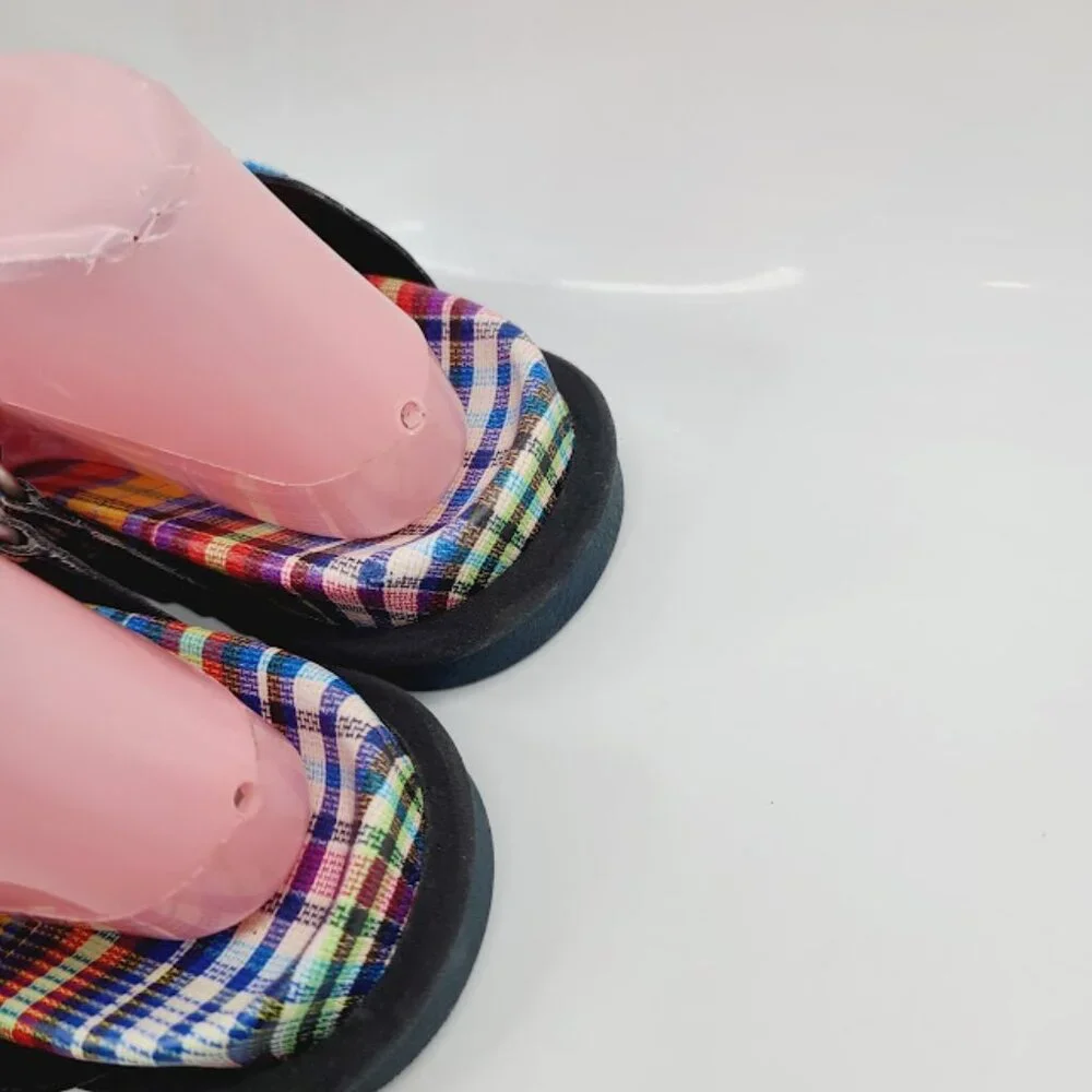 Vibram Women's Multicolor Plaid Dual Strap Casual Slide Sandal Size‎ 7